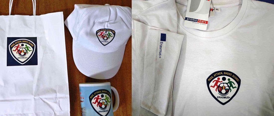 Project materials (T shirt, mug, cap, bag with the project